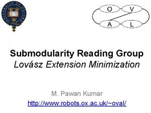 Submodularity Reading Group Lovsz Extension Minimization M Pawan