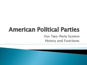 American Political Parties Our TwoParty System History and