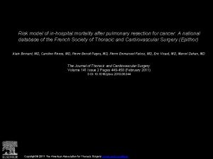 Risk model of inhospital mortality after pulmonary resection