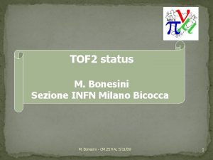 TOF 2 status M Bonesini Sezione INFN Milano