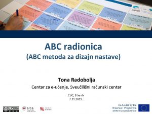 ABC radionica ABC metoda za dizajn nastave Tona