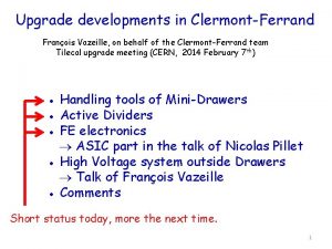 Upgrade developments in ClermontFerrand Franois Vazeille on behalf