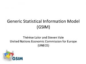 Generic Statistical Information Model GSIM Thrse Lalor and