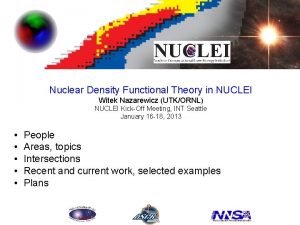 Nuclear Density Functional Theory in NUCLEI Witek Nazarewicz