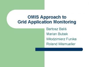 OMIS Approach to Grid Application Monitoring Bartosz Bali