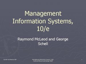 Management Information Systems 10e Raymond Mc Leod and