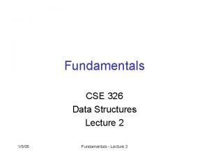 Fundamentals CSE 326 Data Structures Lecture 2 1505