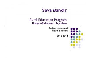 Seva Mandir Rural Education Program UdaipurRajsamand Rajasthan Project