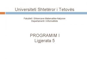 Universiteti Shtetror i Tetovs Fakulteti i Shkencave MatematikeNatyrore