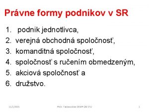 Prvne formy podnikov v SR 1 2 3