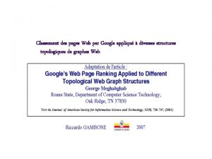 Classement des pages Web par Google appliqu diverses