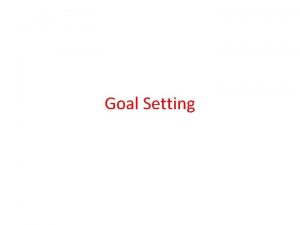 Goal Setting Goals Value Goals Behavior Selfesteem If