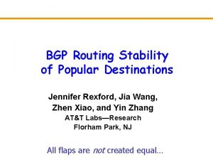 BGP Routing Stability of Popular Destinations Jennifer Rexford