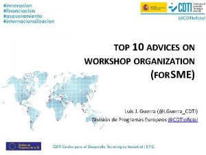 TOP 10 ADVICES ON WORKSHOP ORGANIZATION FOR SME