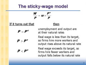 The stickywage model If it turns out that