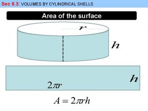Sec 6 3 VOLUMES BY CYLINDRICAL SHELLS Area