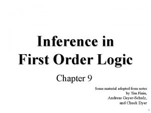 Inference in First Order Logic Chapter 9 Some