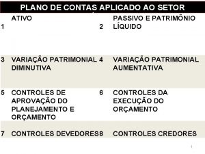 PLANO DE CONTAS APLICADO AO SETOR PBLICO ATIVO