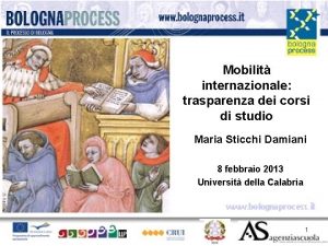 Mobilit internazionale trasparenza dei corsi di studio Maria