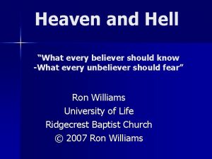 Heaven and Hell What every believer should know