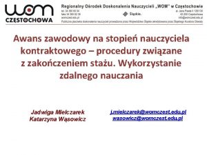 Awans zawodowy na stopie nauczyciela kontraktowego procedury zwizane