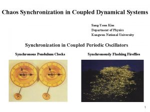 Chaos Synchronization in Coupled Dynamical Systems SangYoon Kim