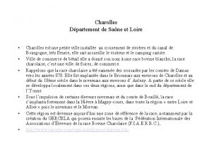 Charolles Dpartement de Sane et Loire Charolles est