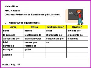 Matemticas Prof J Rosas Destreza Redaccin de Expresiones