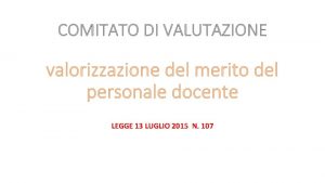 valorizzazione del merito del personale docente LEGGE 13