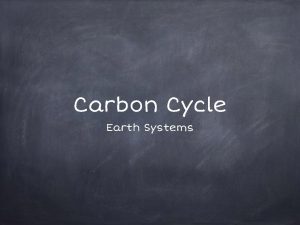 Carbon Cycle Earth Systems Carbon All living organisms