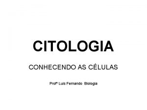 CITOLOGIA CONHECENDO AS CLULAS Prof Luis Fernando Biologia