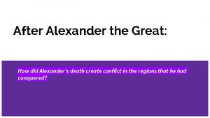 After Alexander the Great How did Alexanders death