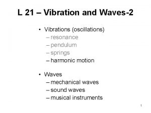 L 21 Vibration and Waves2 Vibrations oscillations resonance