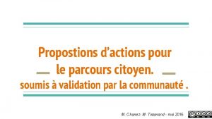 Propostions dactions pour le parcours citoyen soumis validation