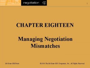 1 CHAPTER EIGHTEEN Managing Negotiation Mismatches Mc GrawHillIrwin