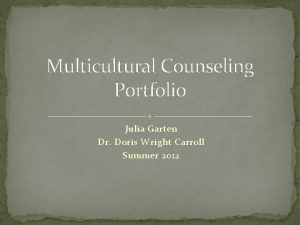 Multicultural Counseling Portfolio Julia Garten Dr Doris Wright