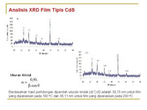 Analisis XRD Film Tipis Cd S Ukuran Kristal