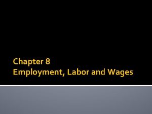 Chapter 8 Employment Labor and Wages The Labor