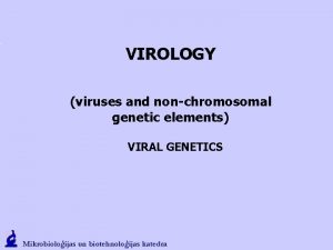 VIROLOGY viruses and nonchromosomal genetic elements VIRAL GENETICS