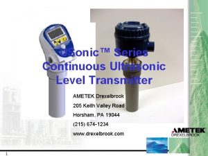 USonic Series Continuous Ultrasonic Level Transmitter AMETEK Drexelbrook