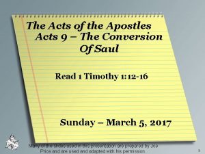 The Acts of the Apostles Acts 9 The