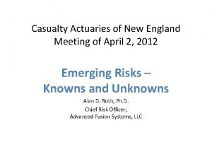 Casualty Actuaries of New England Meeting of April