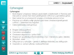 UNED 1 Gwybodaeth Cyfranogiad Gwybodaeth Trafodaeth Cymhwysiad Ymarferol