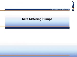 Experts in ChemFeed and Water Treatment beta Metering