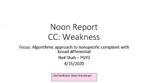 Noon Report CC Weakness Focus Algorithmic approach to