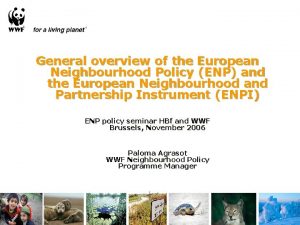 General overview of the European Neighbourhood Policy ENP