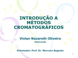 INTRODUO A MTODOS CROMATOGRFICOS Vvian Nazareth Oliveira Mestranda