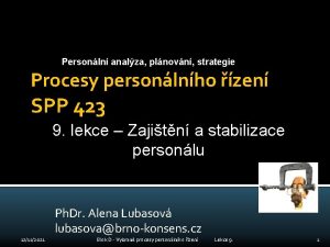 Personln analza plnovn strategie Procesy personlnho zen SPP