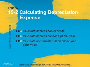 LESSON Learning Objectives 19 2 Calculating Depreciation Expense