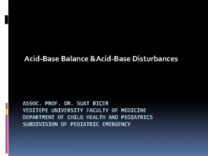 AcidBase Balance AcidBase Disturbances ASSOC PROF DR SUAT